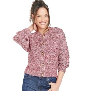 Universal Thread Chunky
Cable Knit Cardigan Sweater
Women's L Burgundy Red